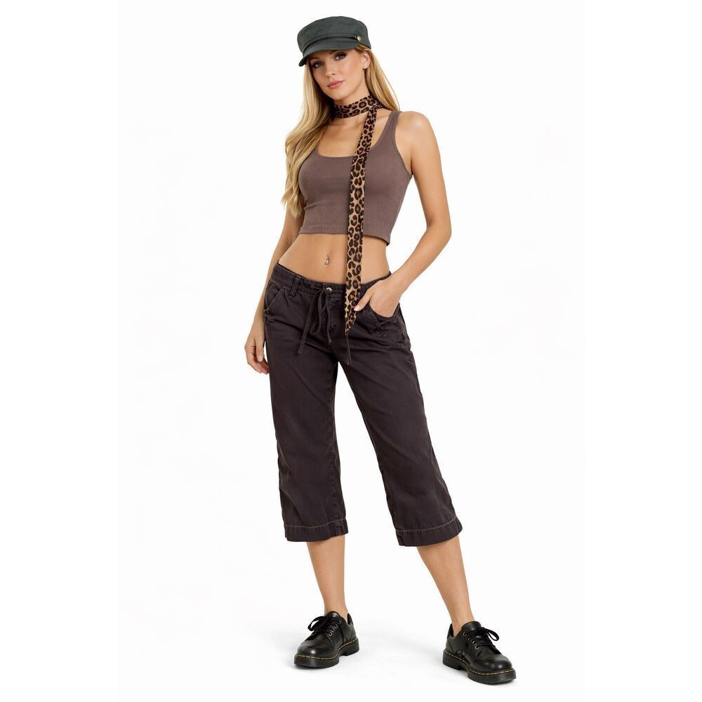 Vintage Y2K J. Crew Low-Rise Wide-Leg Chino Capri Cropped Pants City Fit Size 6